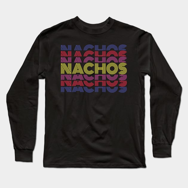 Nachos 80s Retro National Nachos Day Long Sleeve T-Shirt by Krishnansh W.